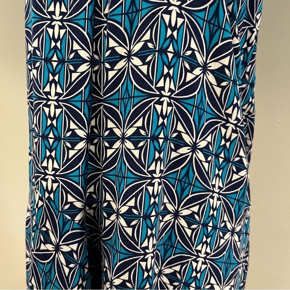 Stylus Blue Geometric Patterned Asymmetrical Dress - image 3